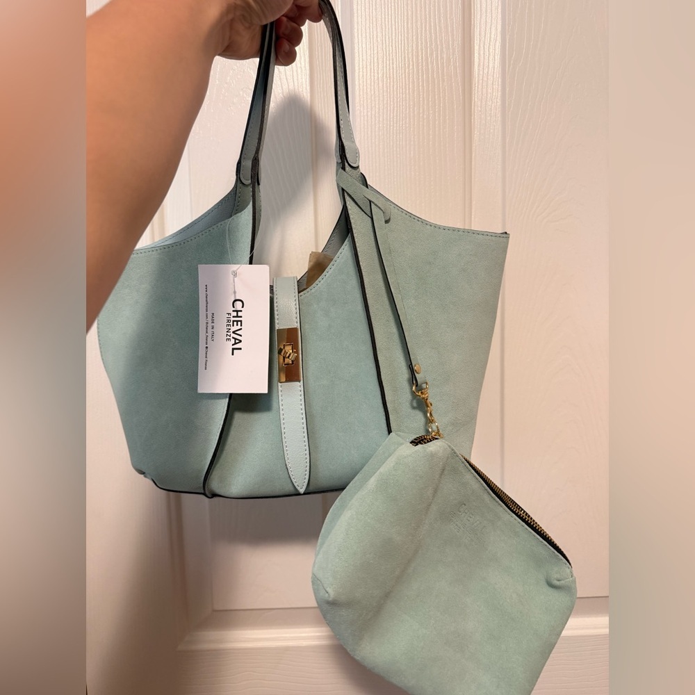 Mint Green Tote Bag with Pouch